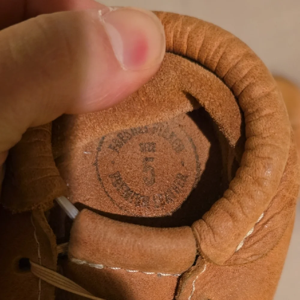 Freshly Picked Tan Suede Kids Moccasin Slip-Ons Size 5